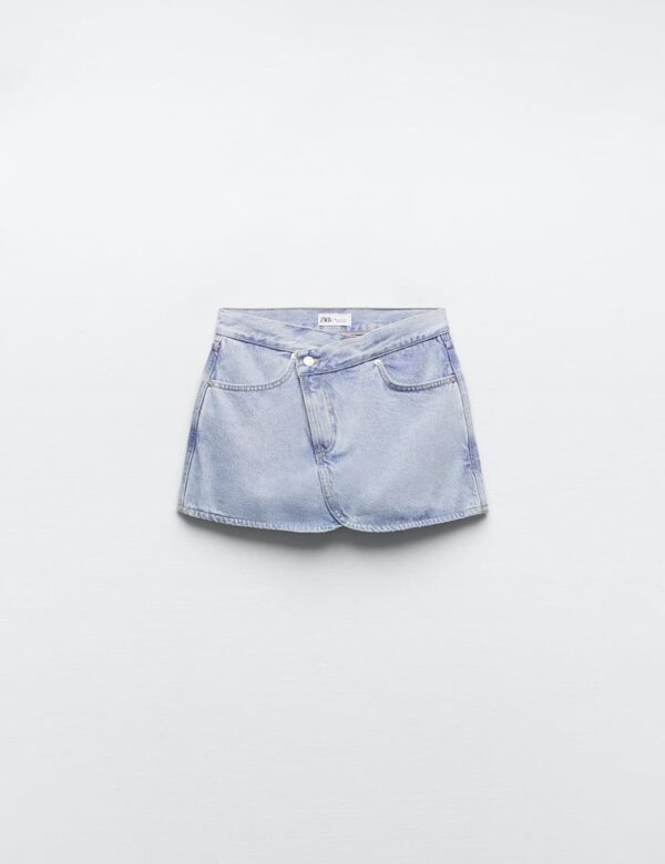 Asymmetric Denim Skort - Image 5